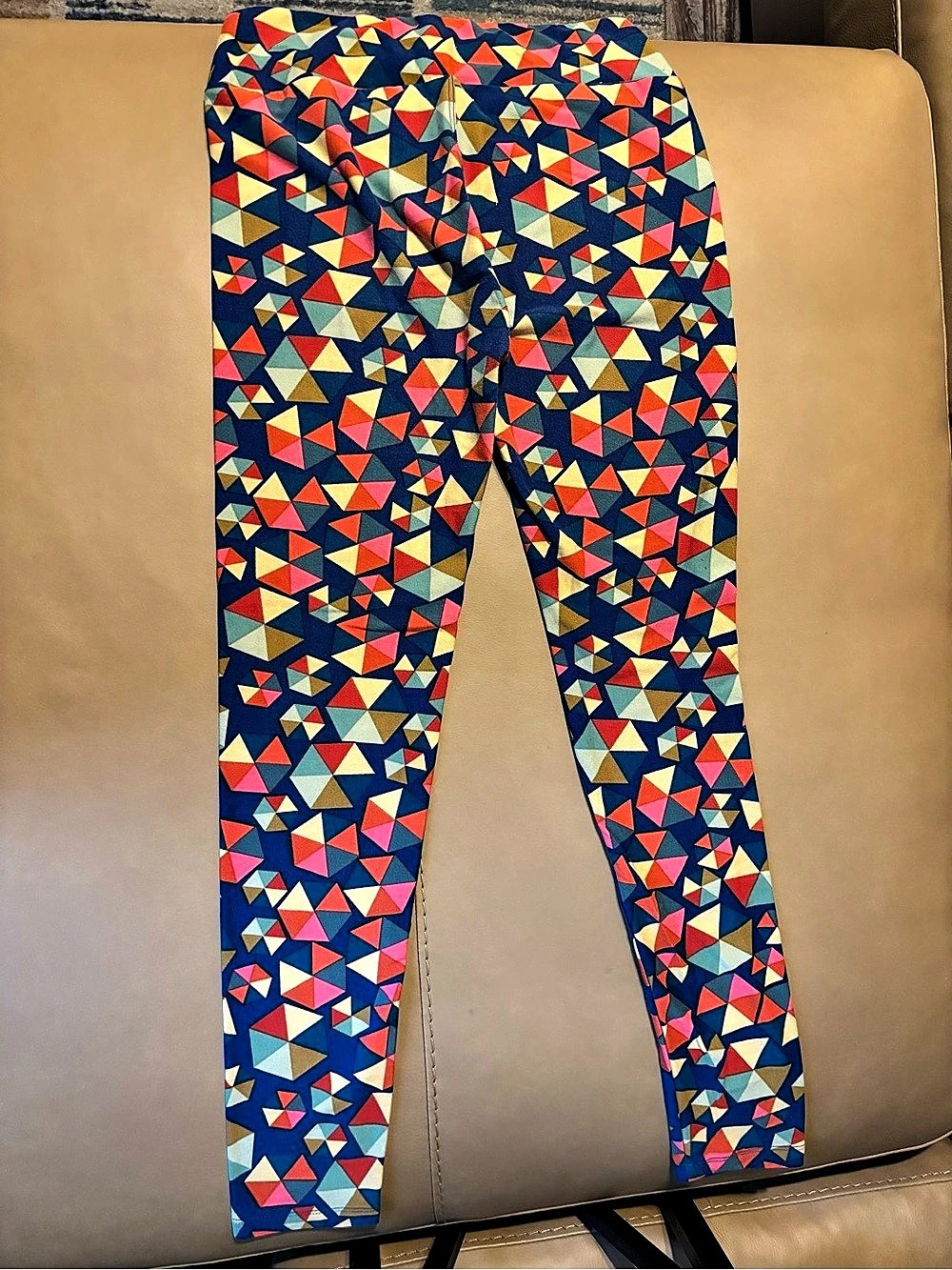 LuLaRoe Geometric Leggings Blue & Red Small